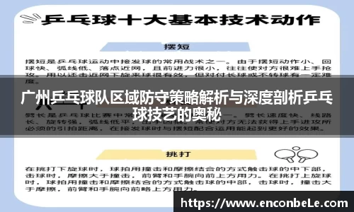 广州乒乓球队区域防守策略解析与深度剖析乒乓球技艺的奥秘